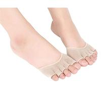 PEDIMEND Women Invisible Yoga Gym Non Slip Toe Socks | Yoga Half Grip Five Finger Socks | Foot Care | Breathable and Odour Absorb, Prevent Metatarsal Pad pain | For Men and Women (2PAIR - 4PCS)