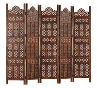pedkit Hand carved 5-Panel Room Divider, Folding Privacy Screen Patio Divider Wall Partition Separator Brown 200x165 cm Solid Mango Wood