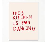 Pedkvtmewo Cute Kitchen Canvas Wall Art, Minimalist Red Heart Aesthetic Poster, Funny Quotes Decor This Is For Dancing Print 12x16in Unframed