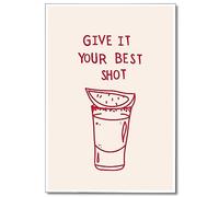 pedkvtmewo Vintage Pink Bar Cart Canvas Wall Art, Funky Funny Give It Your Best Shot Aesthetic Poster, Cute Vodka Tequila Alcohol Pictures Print, Kitchen Art Wall Decor 12x16in Unframed