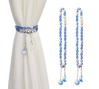PEDOBO Magnetic Curtain Tiebacks, 2 Pack Crystal Beaded Sun & Moon Pendants Sheers/Draperies Holdbacks for Window Home Office Decor (Blue)