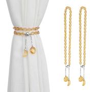 PEDOBO Magnetic Curtain Tiebacks, 2 Pack Crystal Beaded Sun & Moon Pendants Sheers/Draperies Holdbacks for Window Home Office Decor (Gold)