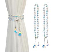 PEDOBO Magnetic Curtain Tiebacks, 2 Pack Crystal Beaded Sun & Moon Pendants Sheers/Draperies Holdbacks for Window Home Office Decor (Crystal AB)