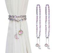 PEDOBO Magnetic Curtain Tiebacks, 2 Pack Crystal Beaded Sun & Moon Pendants Sheers/Draperies Holdbacks for Window Home Office Decor (Purple)
