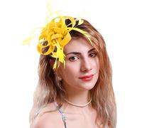 Pedometer Clip Fascinators for Women, Chapeaux de fête de thé, Couvre-chef de Mary, Couvre-chef de mariée Running Headband for Women (Yellow, One Size)