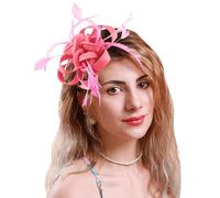 Pedometer Clip Fascinators for Women, Chapeaux de fête de thé, Couvre-chef de Mary, Couvre-chef de mariée Running Headband for Women (Watermelon Red, One Size)