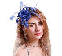 Pedometer Clip Fascinators for Women, Chapeaux de fête de thé, Couvre-chef de Mary, Couvre-chef de mariée Running Headband for Women (Blue, One Size)