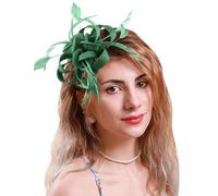 Pedometer Clip Fascinators for Women, Chapeaux de fête de thé, Couvre-chef de Mary, Couvre-chef de mariée Running Headband for Women (Green, One Size)