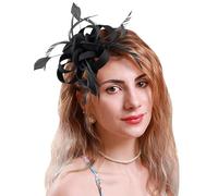 Pedometer Clip Fascinators for Women, Chapeaux de fête de thé, Couvre-chef de Mary, Couvre-chef de mariée Running Headband for Women (Black, One Size)