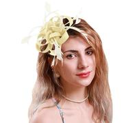 Pedometer Clip Fascinators for Women, Chapeaux de fête de thé, Couvre-chef de Mary, Couvre-chef de mariée Running Headband Women (Beige, One Size)