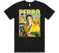 Pedro Pascal Homage T-Shirt Top Movie Icon Retro 90's Actor Gift Unisex Black Black S
