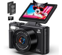 Pedtail 5K Digital Camera - 75MP Digital Cameras for Photography - Vlogging Camera for YouTube - Autofocus Video Camera 3" 180° Flip Screen with 18X Zoom