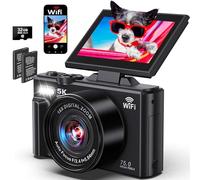 Pedtail 5K Digital Camera - 75MP Digital Cameras for Photography - Vlogging Camera for YouTube - Autofocus Video Camera 3" 180° Flip Screen with 18X Zoom