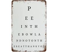 Pee In The Bowl And Not On The Seat Bathroom Wall Eye Chart Sign Funny Bathroom Print Bath Retro Nostalgic Metal Tin Sign Gifts For Women Men Plaque Tin SignTin Sign 8X12 Inches