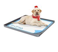 Pee Pad Holder for Dogs, 27"X27" Non-Slip Silicone Puppy Pad Holder with 1-Inch Raised Edge, Floor Protection for Indoor Use, Fits Most Training Pads, Easy to Clean, Grey