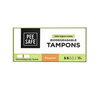 Pee Safe Biodegradable 100% Organic Cotton Tampons Regular (Pack of 16) | for Light to Medium Flow | Organic Tampons | Cotton Tampons | Non Applicator Tampons | Free of Chlorine Bleach & Dyes