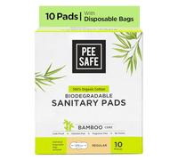 Pee Safe Biodegradable Sanitary Pads - Regular (Pack of 10) | 100% Organic Cotton & Bamboo Pulp | Organic Sanitary Pads | Cotton Sanitary Pads | Bamboo Sanitary Pads | Biodegradable Disposable Bags
