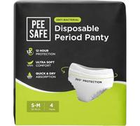 Pee Safe Disposable Period Panties | 4 Panties | 360° Protection | 12 Hr Protection | Leak Proof | Overnight Comfort | Rash & Toxin Free | Seamless Fit (S-M)