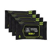 Pee Safe Intimate Wipes for Men, 100% Biodegradable & pH Balanced - 40 Wipes (Pack of 4)