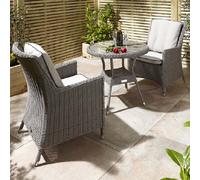 peebles glass top garden bistro set with cushion in natural