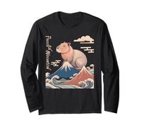Peece & Mountain Capybara Peaks Waves Kawaii Nature Long Sleeve T-Shirt