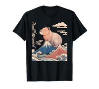 Peece & Mountain Capybara Peaks Waves Kawaii Nature T-Shirt