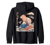 Peece & Mountain Capybara Peaks Waves Kawaii Nature Zip Hoodie