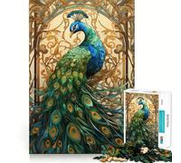 Peecock Stained Glass 1000 Pieces Jigsaw Puzzles for Adults Clear Logic Toy Relaxing Fun Perfect Cut Elegant Gift (50x75cm)