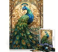Peecock Stained Glass Jigsaw Puzzle for Adults 1000 Pieces Intellect Toy Peaceful Fun Precise Cut Santa Wish List (38x26cm)