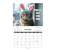 Peed-Off Cats Calendar,2025 Creative Angry Cats Monthly Calendar,Funny Cat Wall Calendar2025,12 Month 2025 Calendar Month To View,Cat Diary 2025 School Planner For Cat Lover