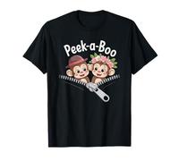Peek-a-Boo Cute Peeking Monkeys Zipper T-Shirt