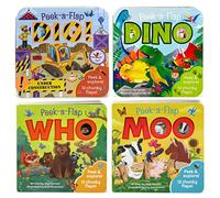 Peek a Boo Dig! Fun Children's Interactive Lift a Flap 4 Board Book Collection Set (Moo, Dig!, Who & Dino)