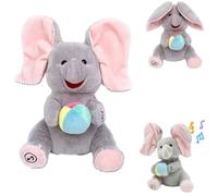 Peek a Boo Elephant Toy, Interactive Singing Plush Elephant with Music & Flapping Ears, Musical Stuffed Animal Sensory Toy for Toddlers, for Babies and Toddlers