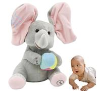 Peek A Boo Elephant Toy - Interactive Singing Stuffed Animal with Moving Flapping Ears, Musical Talking Plush Elephant for Toddlers, Adorable Animated Baby Toy for Learning, Birthday
