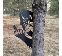 Peek-a-Boo Flipping off Bigfoot Metal Sign, Peeping Animal Wall Art Ornament, Funny Middle Finger Peeping Around Signs, Animal Metal Sign Post Mountable Decor for Garden Farm Outdoor Spaces(Bigfoot(A)