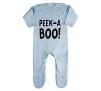 Peek-A-Boo Halloween Baby Romper Jumpsuit with feet, 0-3 Months, Pastel Blue