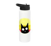 P Boo Kitten Crazy Cat Retro Sunset Distressed Funny Stainless Steel Insulated Water Bottle