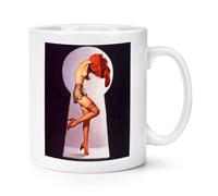Peek A View Pin Up Girl 10oz Mug Cup by Gil Elvgren Reproduction Print