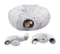 Peekaboo Cat Cave,Cat Tunnel Bed,2 In 1 Portable Plush Cat Tunnels,Foldable Cat Doughnut,Washable Round Cat Tunnel For Indoors And Outdoors