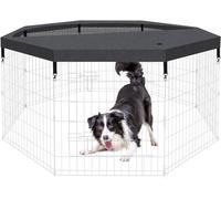 Peekaboo Dog Playpen Top Cover for 24-Inch 8-Panel Octagonal Pen, Black | 600D Oxford and breathable mesh top cover adds shade and an overhead barrier for indoor or outdoor pet play areas.