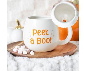 Peekaboo Ghost Rounded Mug Ceramic 500ml Tea Coffee Cup Halloween Gift