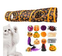 Peekaboo Halloween Cave Play Tunnels with Toys, Interactive Toy with Pattern for Small Animals, Bored Cats