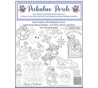 Peekaboo Porch Christmas Assorted Ready-to-Use Embroidery Design Transfers on Stick and Stitch Water Soluble Sewing Stabilizer Paper for Hand Embroidery Kit Thread Art Projects
