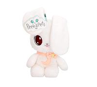 PEEKAPETS White Bunny | Funny, sweet and soft Plush toy that wiggles its ears when you Squeeze her tummy - Ideal fluffy gift for babies and children up to 4 Years