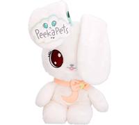 PEEKAPETS White Bunny | Funny, sweet and soft Plush toy that wiggles its ears when you Squeeze her tummy - Ideal fluffy gift for babies and children up to 4 Years