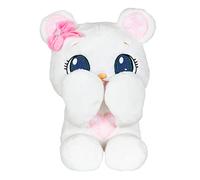 PEEKAPETS White teddy bear | Fun and Soft Plush that moves its Arms when you squeeze its Tummy - Toy gift for babies and children