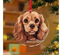 Peeking American Cocker Spaniel Christmas Ornaments Cartoon Cute Animal Puppy Elegant Keepsake Clear Acrylic Discs Colorful Dog Animal Art Souvenir for Christmas Tree Decoration Gift Tag Name Plates