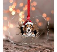 Peeking Beagle Hanging Ornaments Dog's First Christmas Cats Christmas Ornaments Keepsake Holiday Decoration Rustic Clear Butterfly Acrylic Ornament Pendant for Neighbor Friends