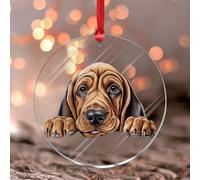 Peeking Bloodhound Christmas Ornaments Gift for Dog Mom Round Christmas Tree Ornament Keepsake Colorful Dog Animal Art Acrylic Christmas Bauble for Holiday Decoration