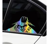Peeking Chucky Scary Car Decal, Nouiroy 2PCS Funny Horror Peeking Sticker for Cars Peek Eyes Vinyl Stickers Waterproof Chucky Doll Decals Car Bumper Decor Vehicle Door Window Wall Truck Van SUV, Laser